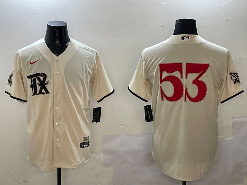 Men Texas Rangers 53 No Name Cream City Edition Game Nike 2025 MLB Jersey style 1